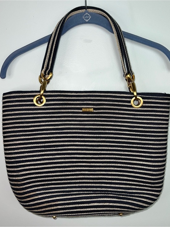 Eric Javits Handbags - Eric Javits New York Navy Ivory Striped Squishee Tote Shoulder Bag Resort